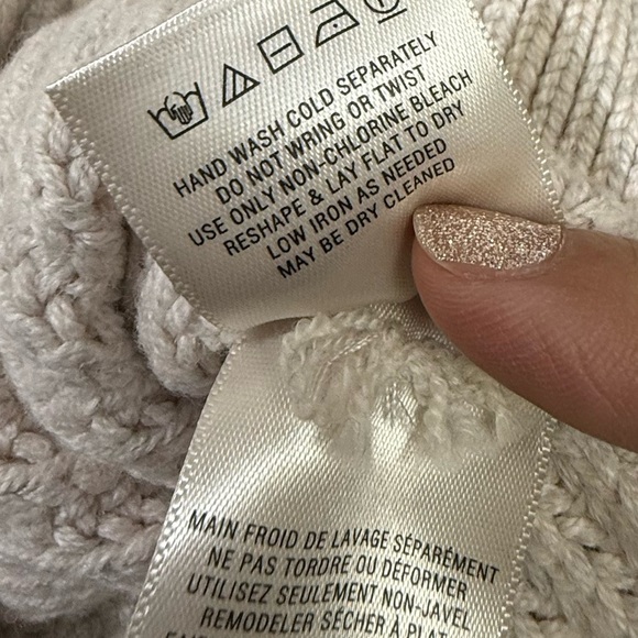 Anthropologie Moth Womens M Beige‎ Ribbed Cable Knit Turtleneck Sweater - Picture 10 of 10